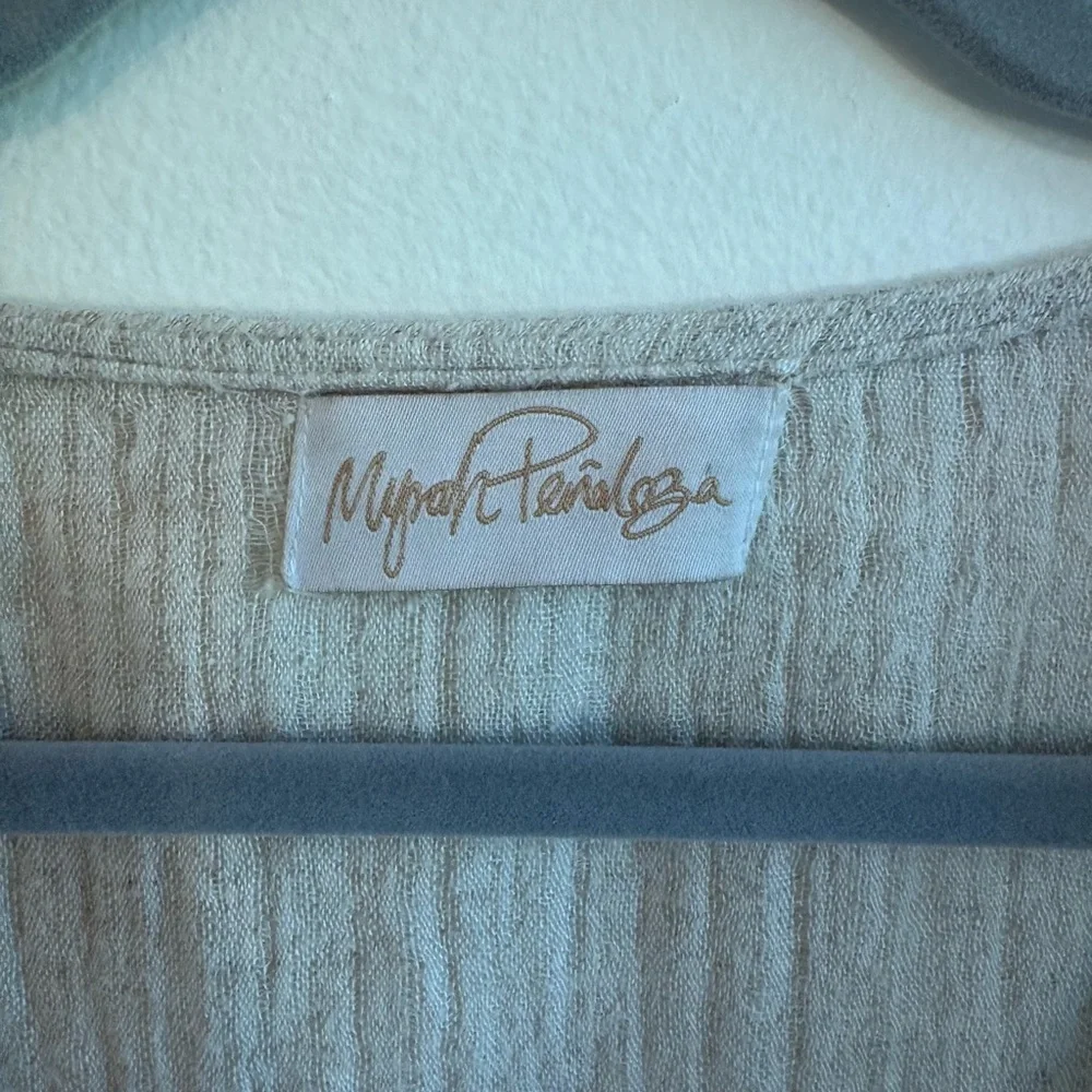 Myrah Penaloza Beige Knot-Front Women's Tunic, dress, mini kaftan